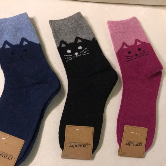 Cat Lovers Socks Wool Thick Super Comfy 6Pairs - Picture 2 of 4